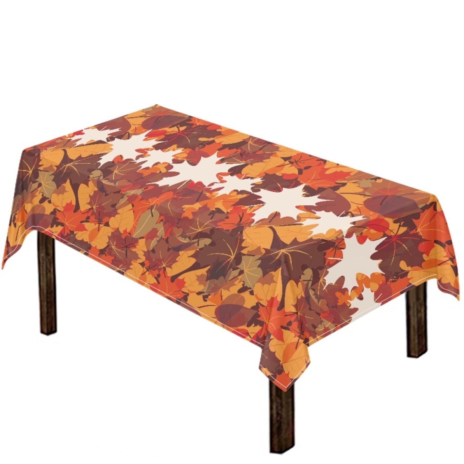 Mantel Mesa Rectangular Hojas Marrones Naranjas Mantel Antimanchas Impermeable Tela Poliéster Lavable para Cocina Restaurante Jardín Fiesta Manteles de Mesa (140x240cm)