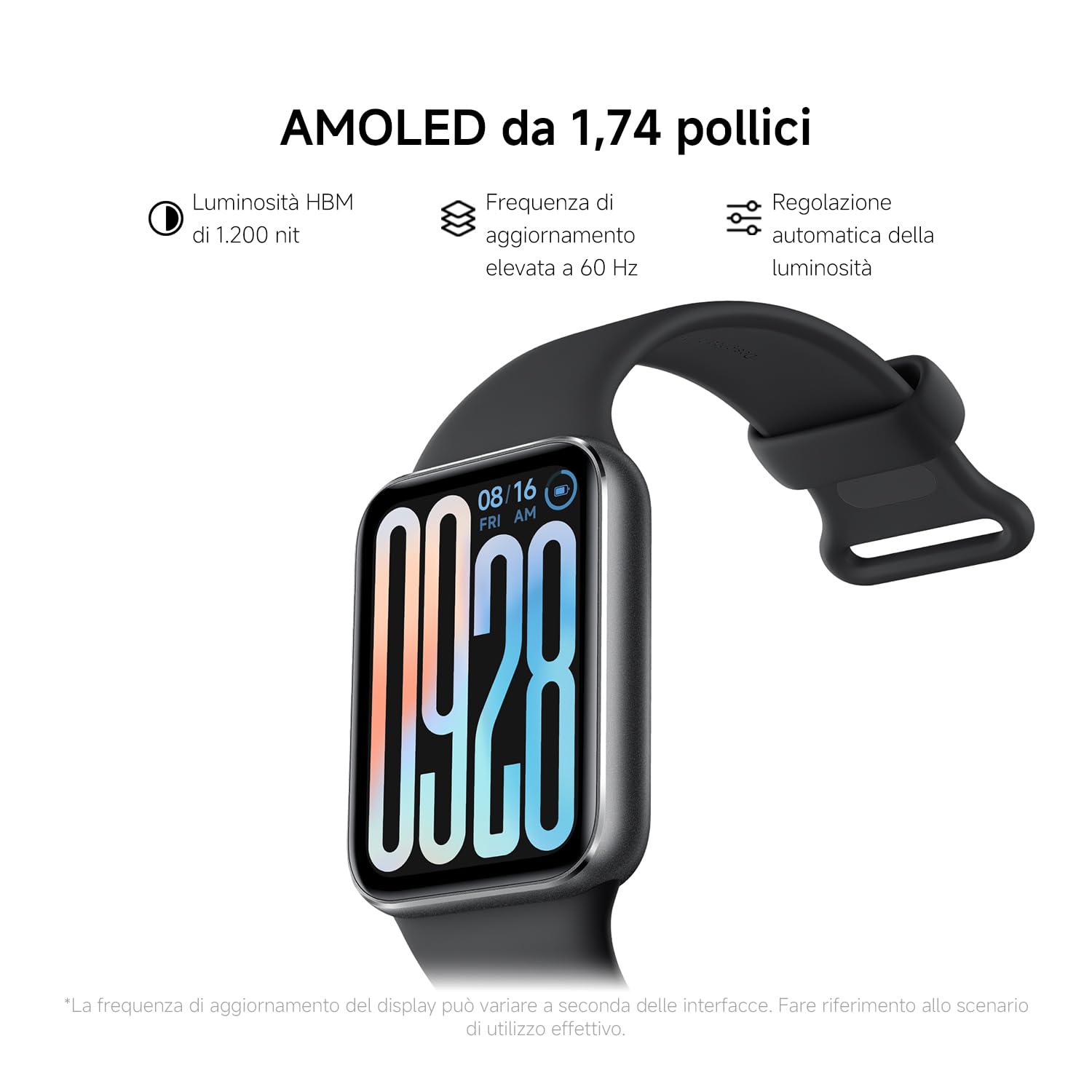 XIAOMI Smart Band 9 Pro Schermo AMOLED 44mm Telaio Alluminio Autonomia 21 giorni Monitoraggio SpO2 GPS 5 ATM
