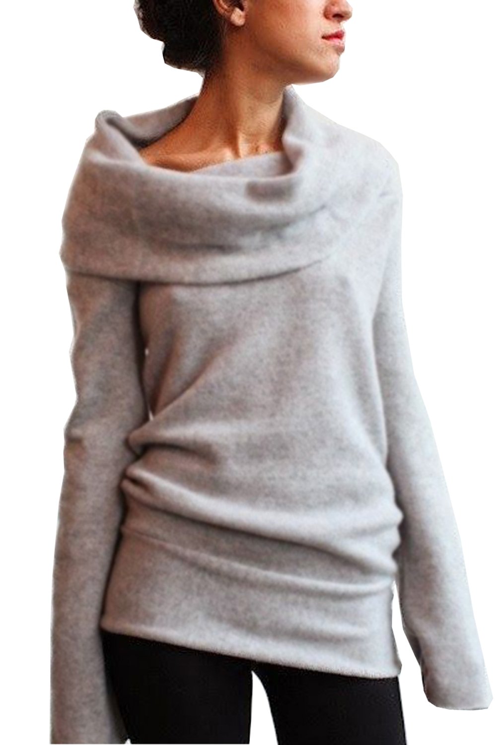 Women Long Sleeve Ruffle Cowl Neck Pullover Jumper Dress Outerwear |  Desertcart Bahamas