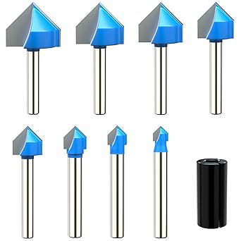 Dlantool 1/4 Inch Shank 90 Degree V Groove Router Bit Woodworking Chamfer Bevel Tool