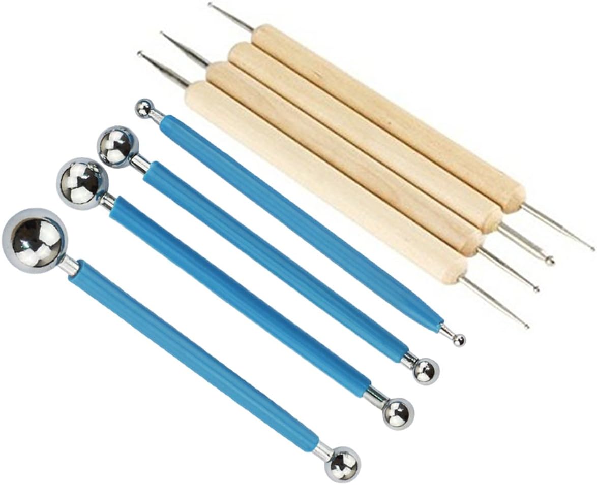 HoneyToys 8Pcs Ball Stylus Clay Ceramics Pottery Sculpting Modeling Tool Set