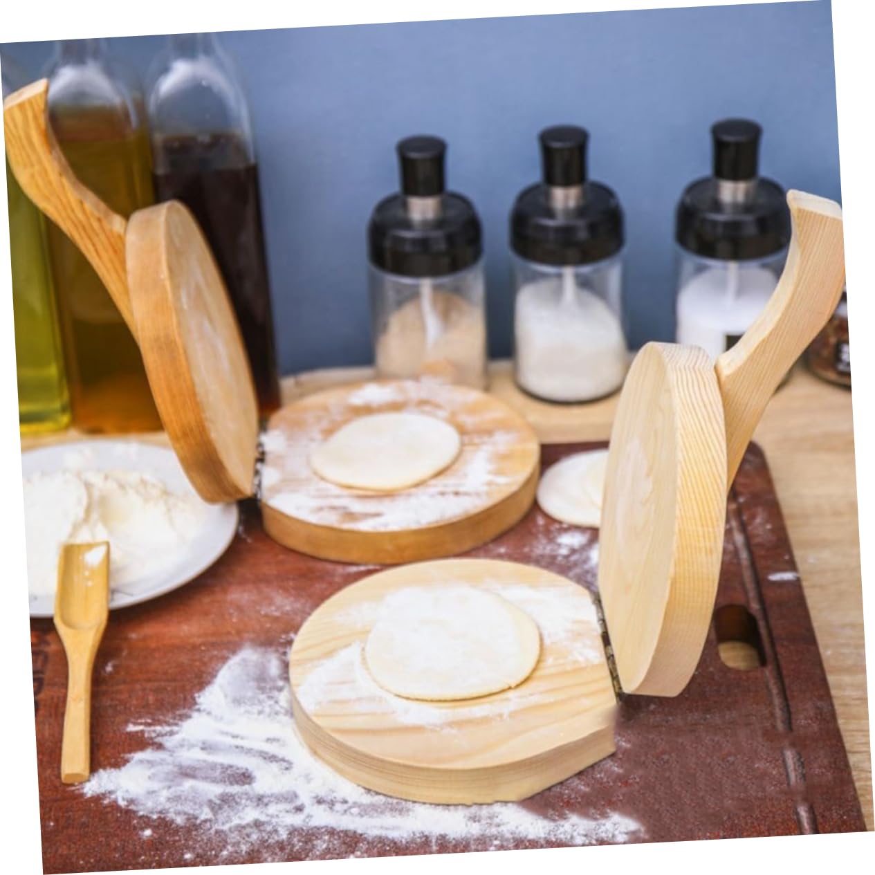 NAMOARLY Efficient Dumpling Wrapper Press Wooden Dough Press Mold Kitchen Accessory