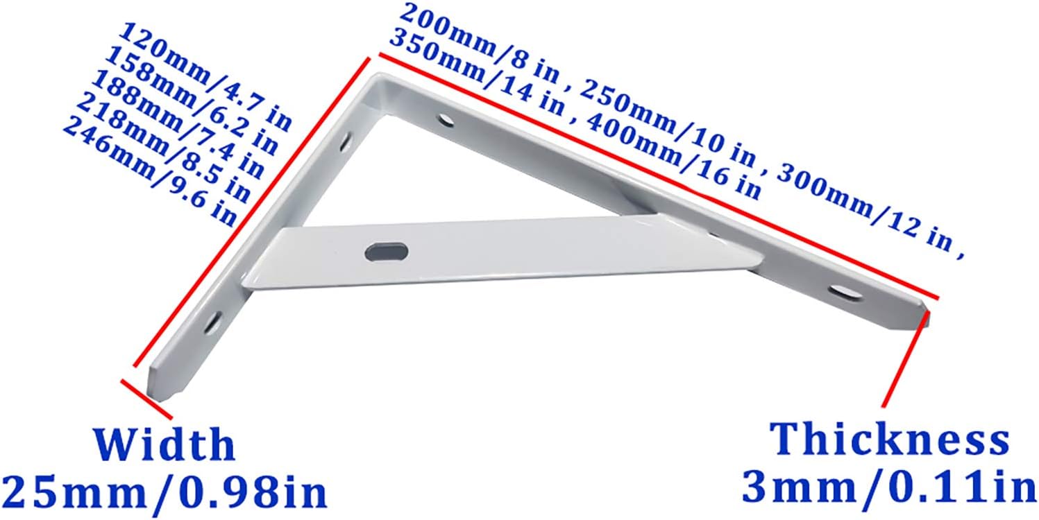 2 Pack Wall Shelves Brackets, Heavy Duty Floating Shelf Brackets, Supports 90 Degree Angle Metal Brackets, Max Load 100kg/220lb, for Bedroom, Living Room, Office,Black,400mm/16 in