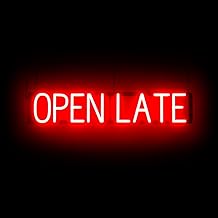 SpellBrite OPEN LATE Sign for Business | Open 24 Hours-Related Sign with Neon Look, Red LED Light Source | 32.6" x 6.3"