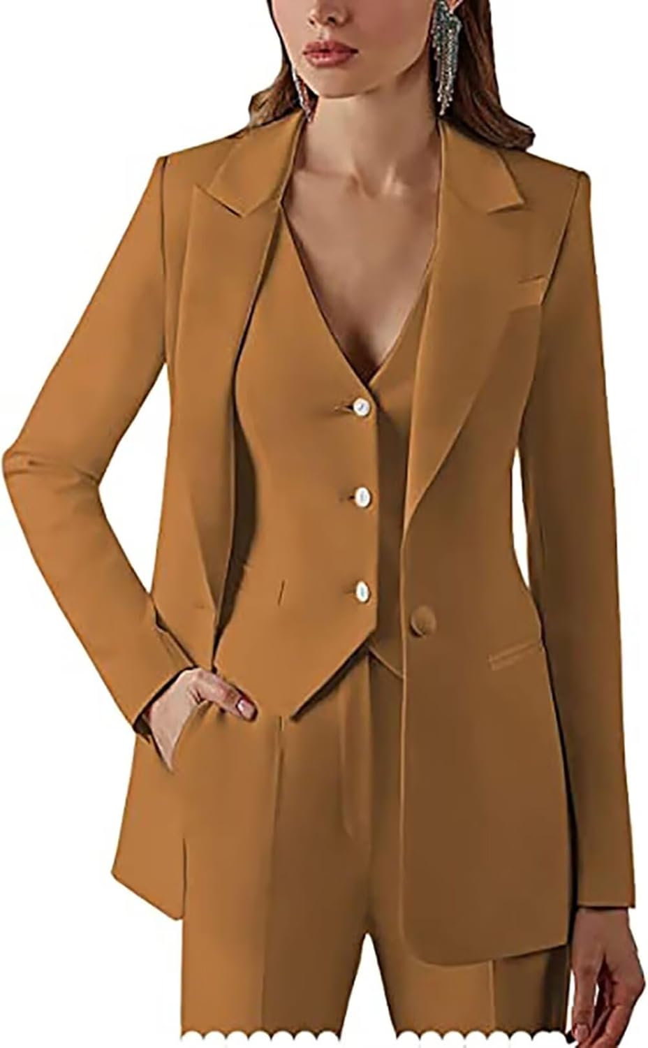 Women 3 Pieces Suit Set Long Sleeve Blazer Business Work Pants for Women