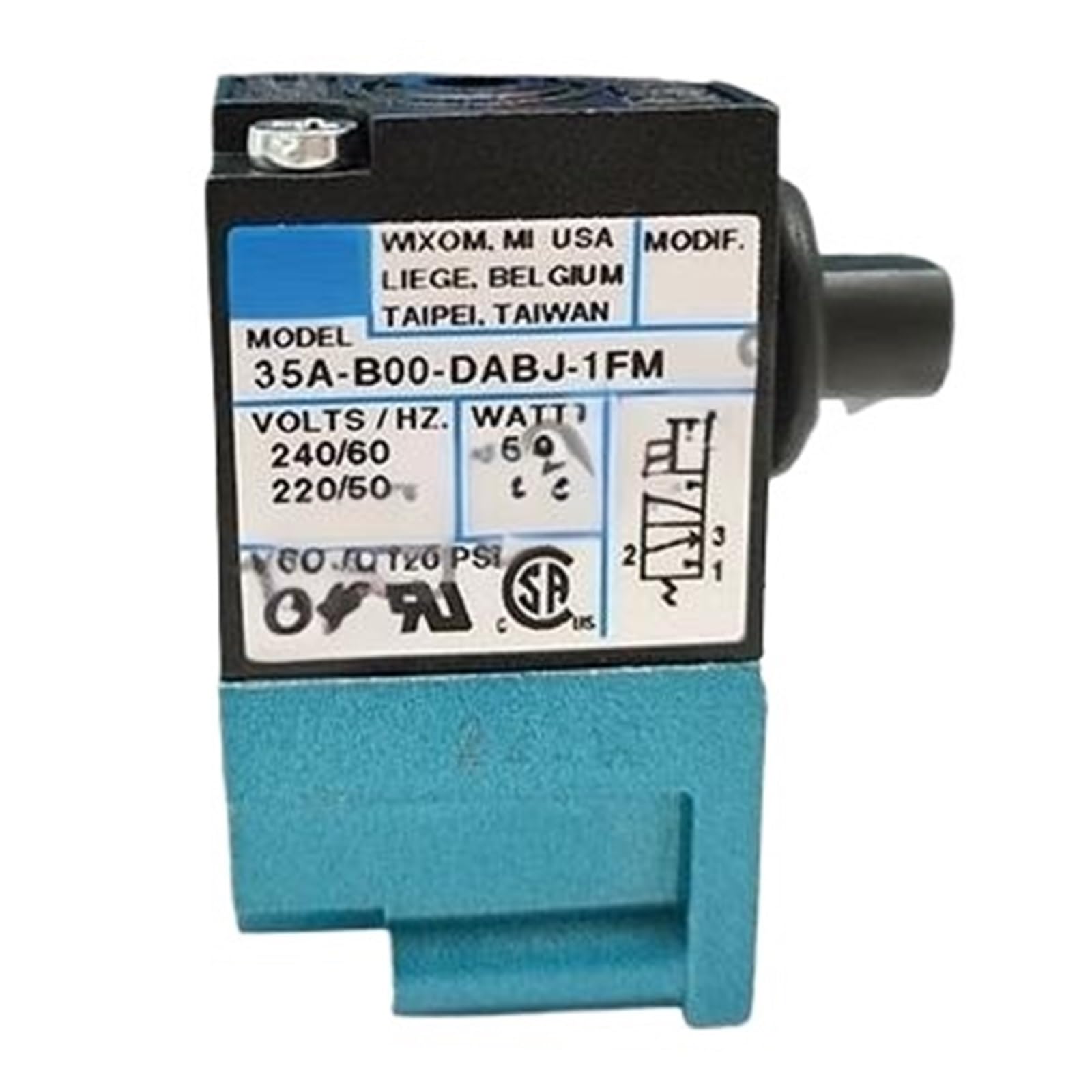 Électrovanne 35A-B00-DABJ-1FM pneumatique 3 voies pour contrôle d'air