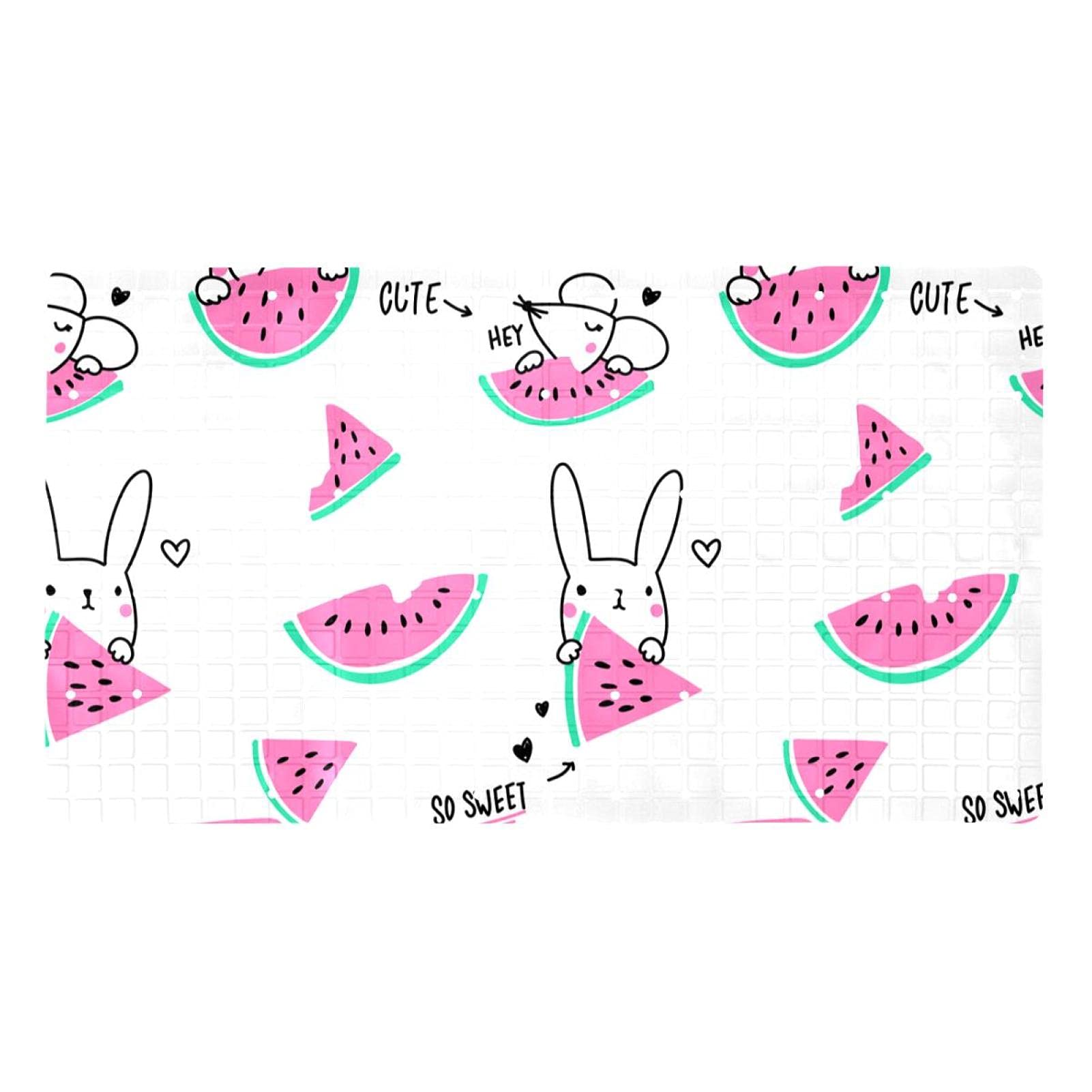 Tapis de bain antidérapant PVC motif animal rose et vert 40 x 70 cm