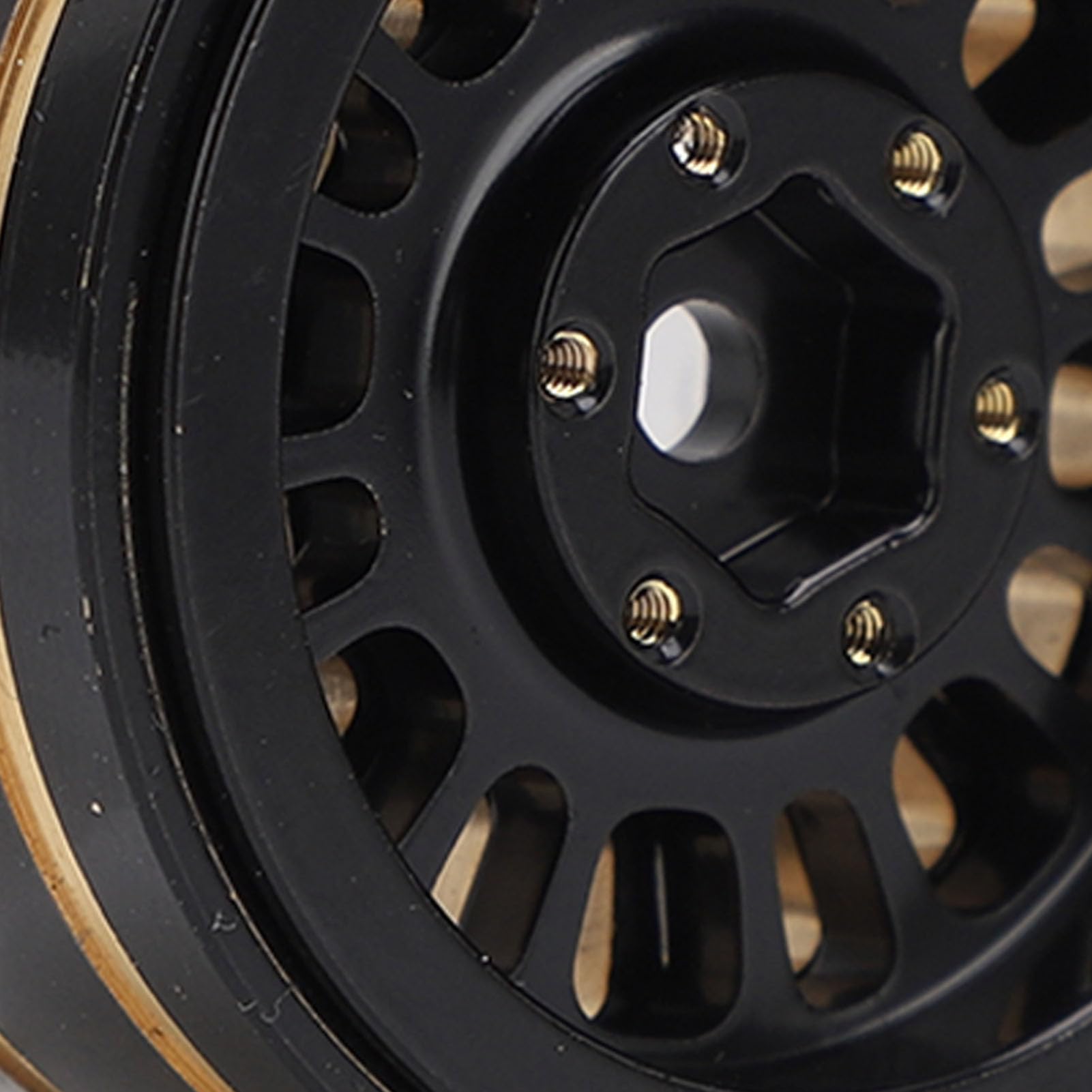 Dilwe Jeu de Jantes de Roue Beadlock en Laiton de 1,2 Pouces, Moyeu de Roue de 35,5 Mm pour Voiture SCX24 FMS24 1/24 RC, 1/18 avec stabilité Améliorée
