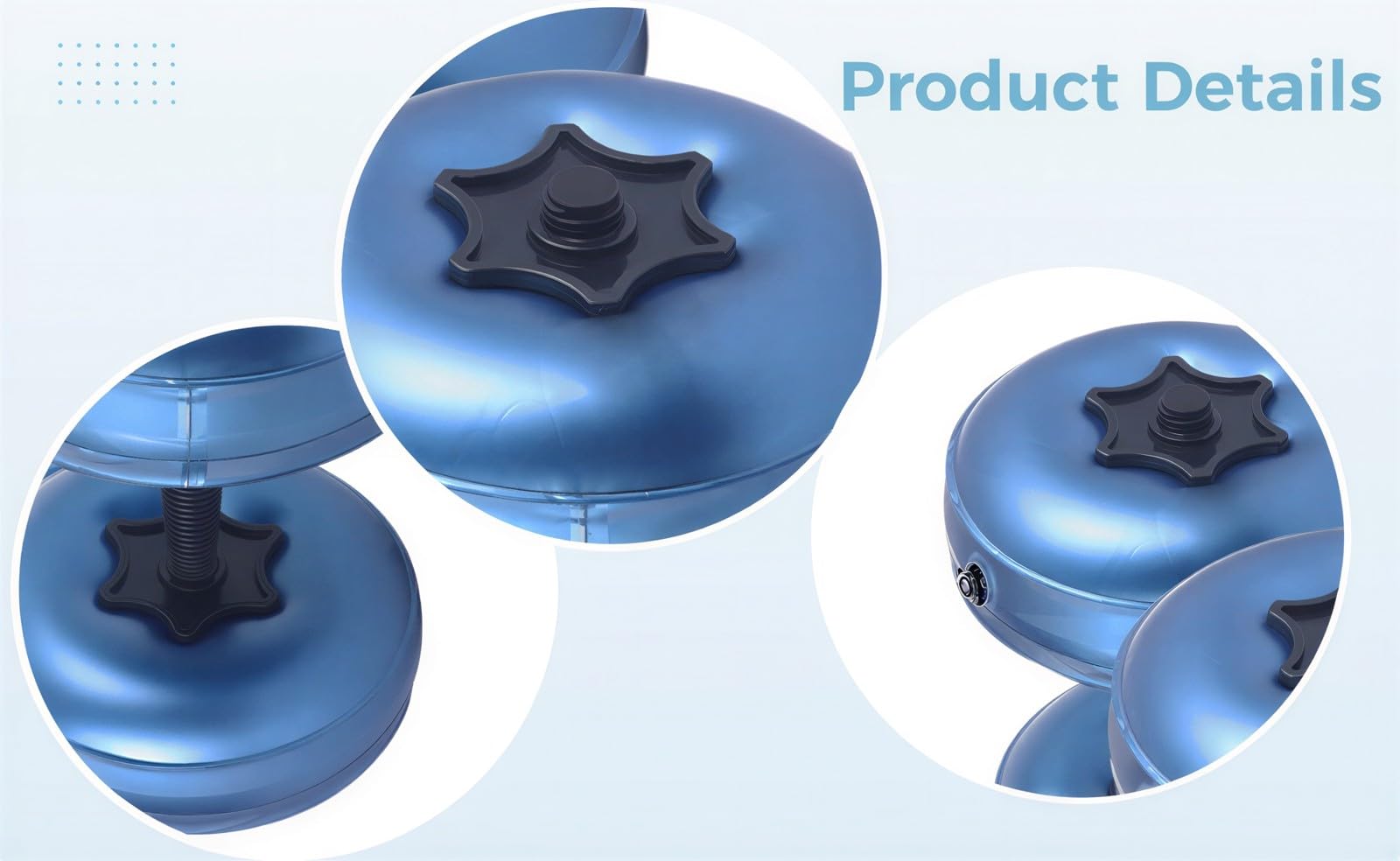 2 manubri da acqua, gonfiabili blu, regolabili, 8-10 kg, pesi da viaggio, in acciaio PVC, per allenamento a casa, palestra e fitness, 34 x 21,1 cm