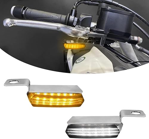 Miniatura 10 de Mini intermitentes LED intermitentes delanteros para motocicleta, intermitentes secuenciales delanteros de 3 cables con luces de carrera,