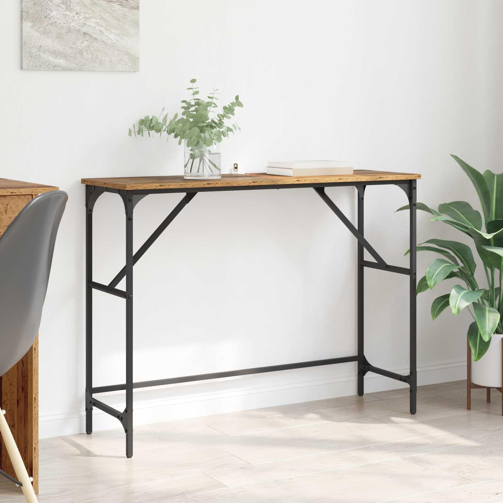 Console de couloir industrielle 100cm pour un rangement élégant de salon et entrée