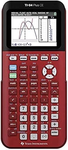 Texas Instruments Calculadora gráfica de color TI-84 Plus CE, rojo radical
