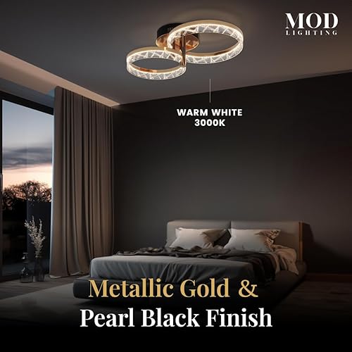 Miniatura 3 de MOD Lighting Clara | Moderna lámpara de techo empotrada, lámpara de techo LED de 2 anillos para cocina, dormitorio y pasillo, cerca de luces de