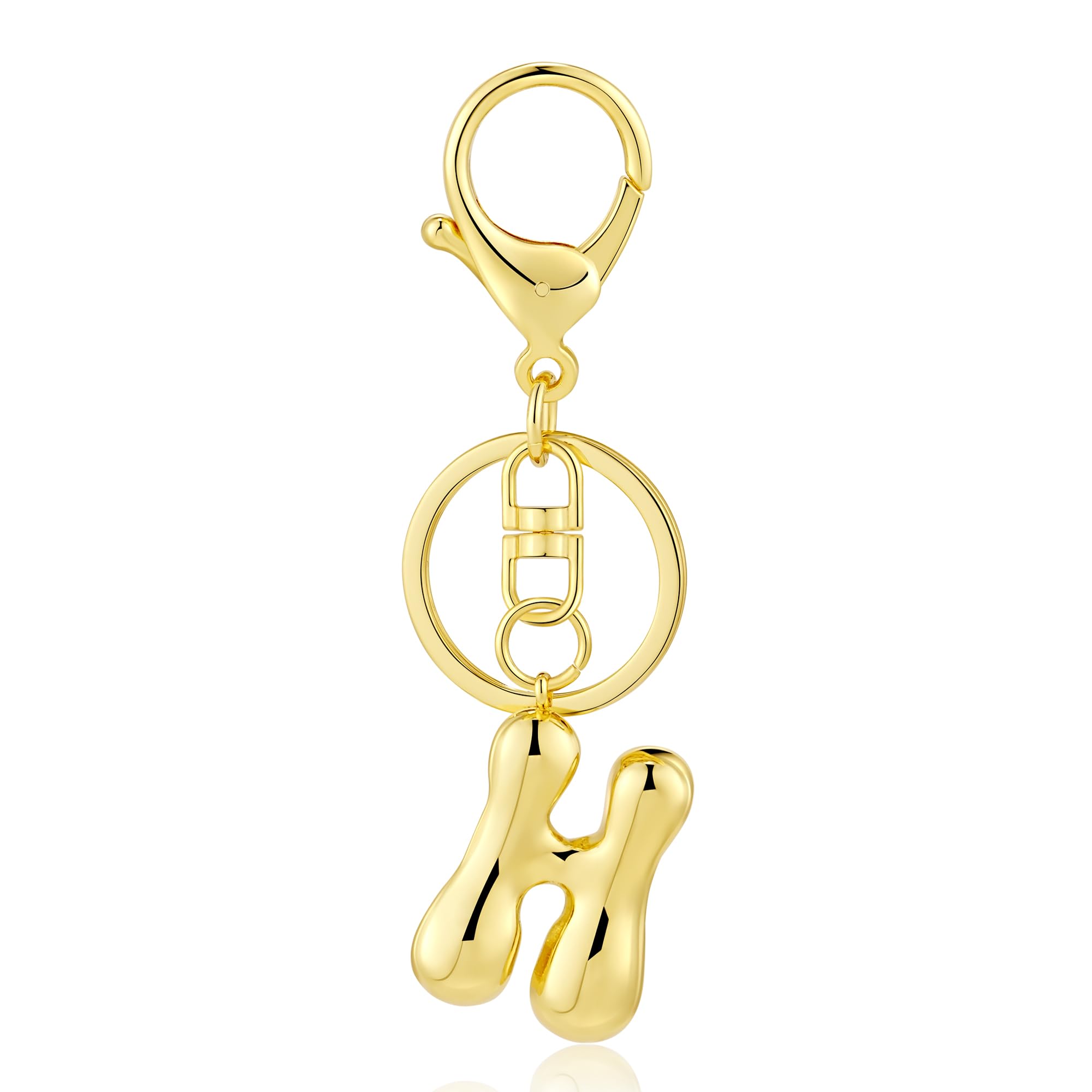 Kainier Gold Bubble Initial Keychain for Women Bag Charm Purse Key Alphabet Handbags Pendant Accessories Gift
