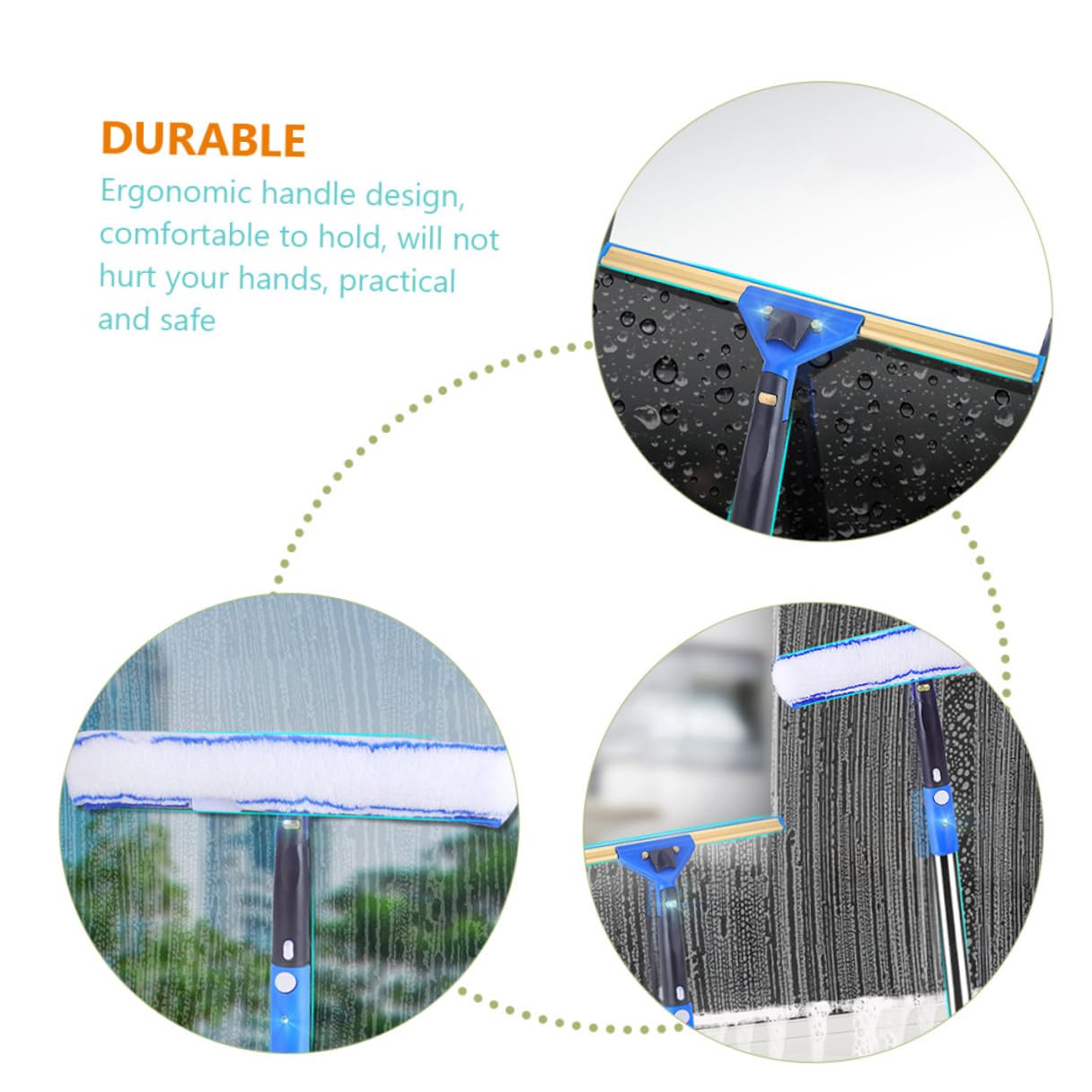 YARNOW Raclette Extensible Microfibre pour Nettoyage de Vitres et Fenêtres avec Manche Ergonomique pour Voitures Douches et Balcons Poignée Antidérapante Confortable