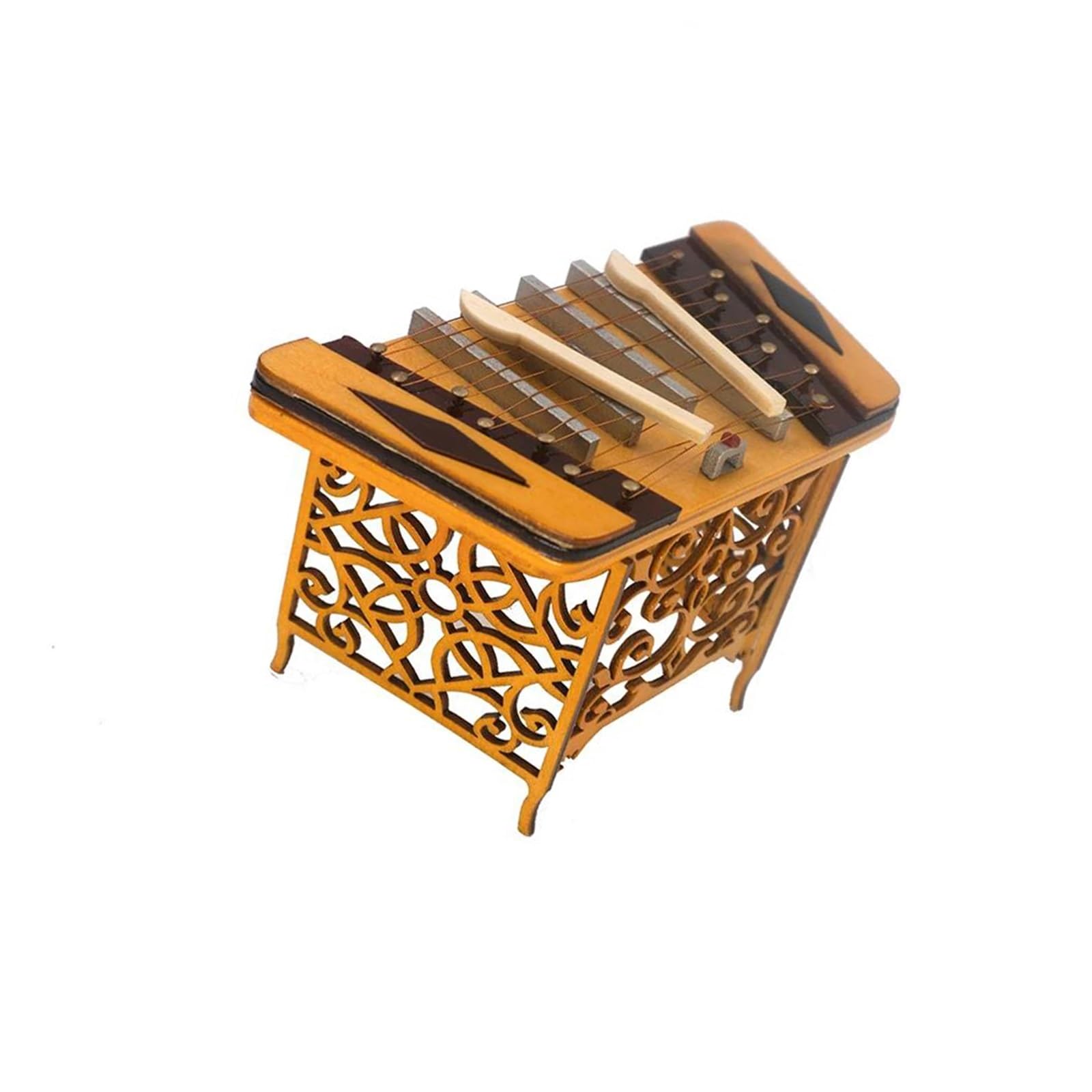 Ozdoby na instrumenty muzyczne Miniaturowy model cymbałów drewnianych z futerałem i ozdobami instrumentu muzycznego