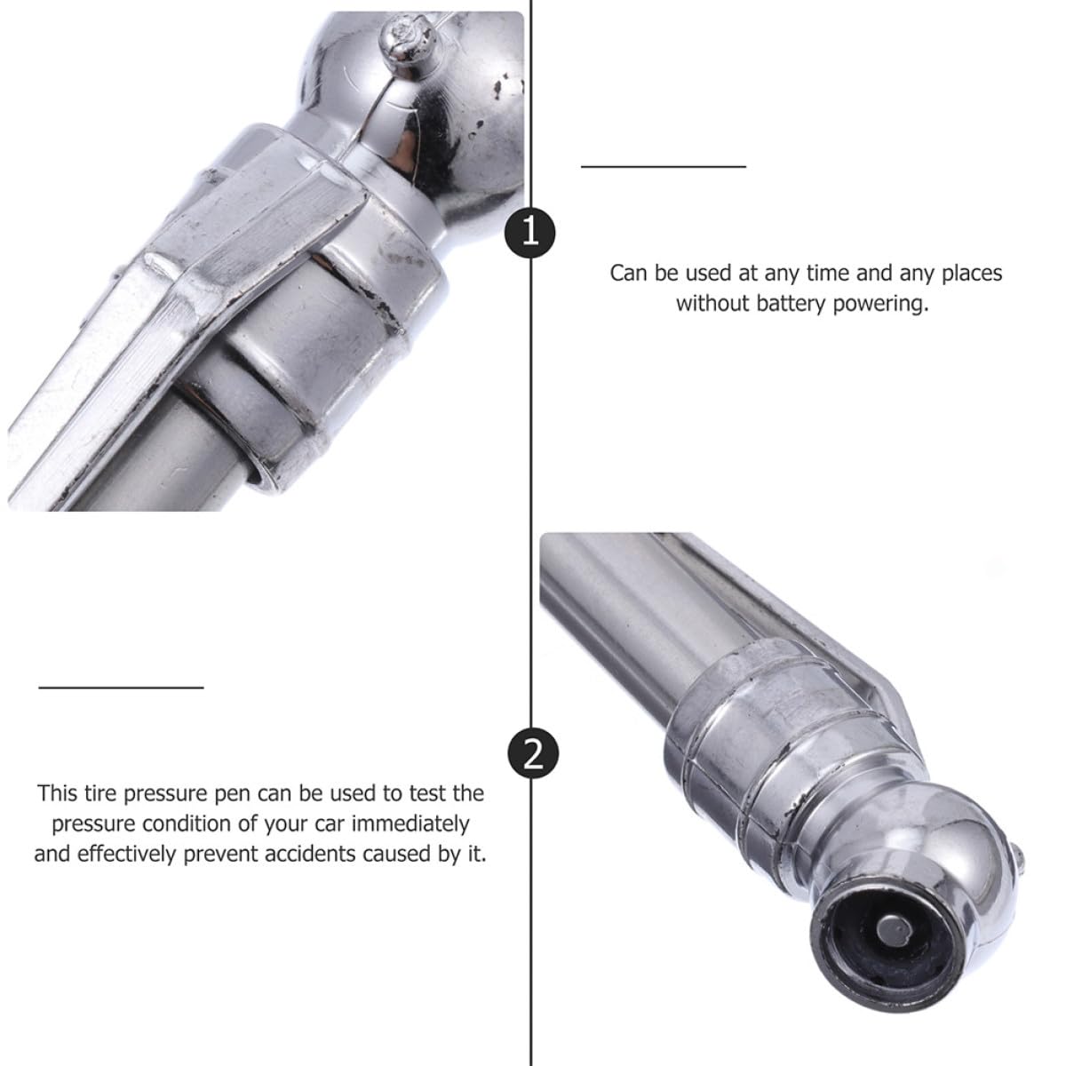 Car Tire Pressure Pen 5pcs Portable Auto Tire Pressure Gauge Silver for Vehicle Maintenance and Repair