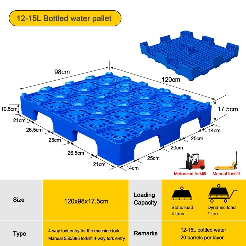 PFCDZDU Containment Spill Pallet, Stackable Barreled Water Storage Plastic Tray, Modular Shipping Platform for Commercial Warehouse Supermarket(Blue-2pcs,120x98x17.5cm)