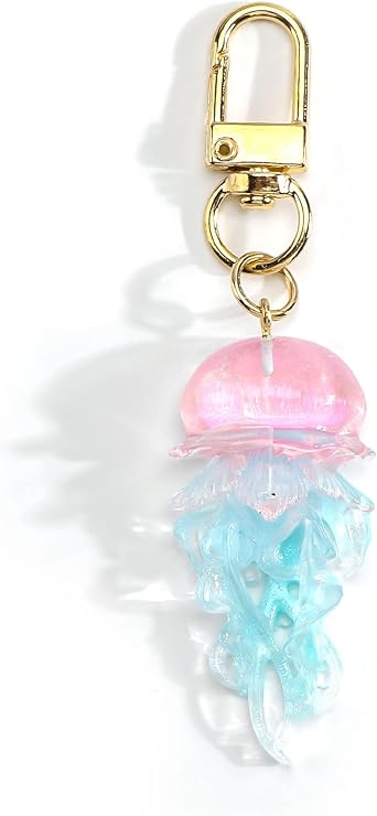 Jellyfish Keychain for Women Bling Ocean Creature Keycharm Dreamy Sea Accessories Marine Lover Gifts