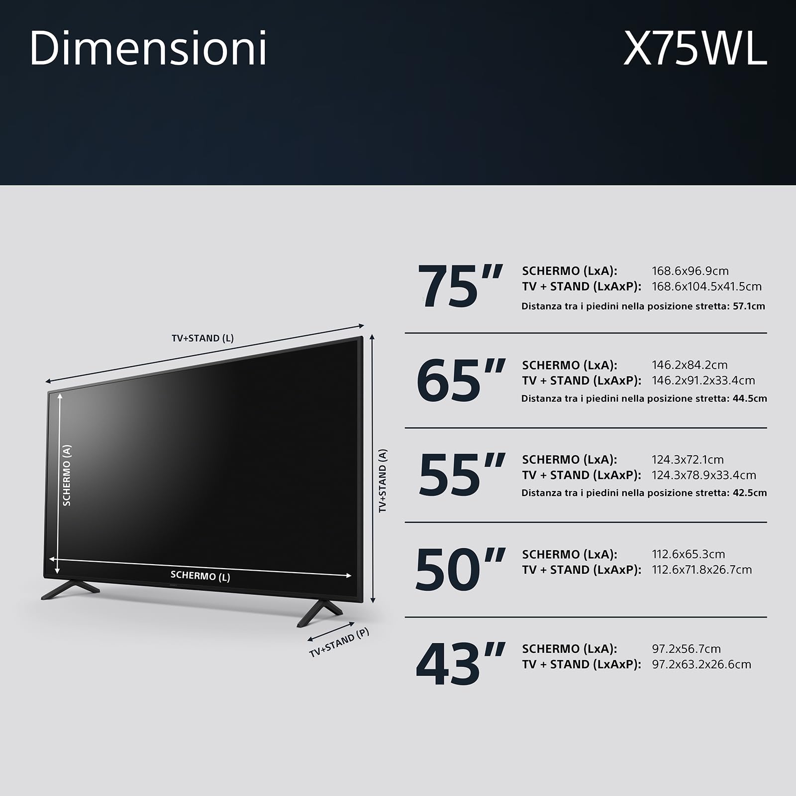 Sony BRAVIA,KD-75X75WL,LED,4K HDR,Google TV,ECO PACK,BRAVIA CORE,Narrow Bezel Design,Nero
