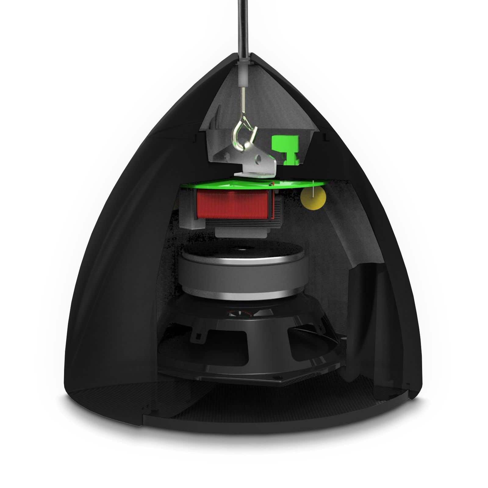 Power Dynamics PDS40B - Enceinte à Suspendre 100V/8 Ohms - Noir, 5,25 Pouces, Design Moderne et Élégant, Idéal pour Les Pièces avec Une Belle Hauteur sous Plafond