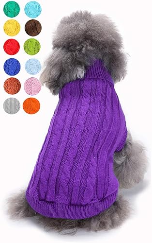 Miniatura 37 de Suéter para perros pequeños, medianos y grandes, gatos y cachorros, cálido, bonito, de invierno, clásico, con cuello alto, ideal para Navidad