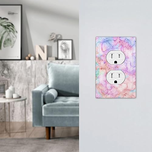 Miniatura 7 de Cubiertas decorativas para placa de interruptor, bonita textura de mármol, receptáculo de 1 banda, placa de pared dúplex, cubierta de interruptor de