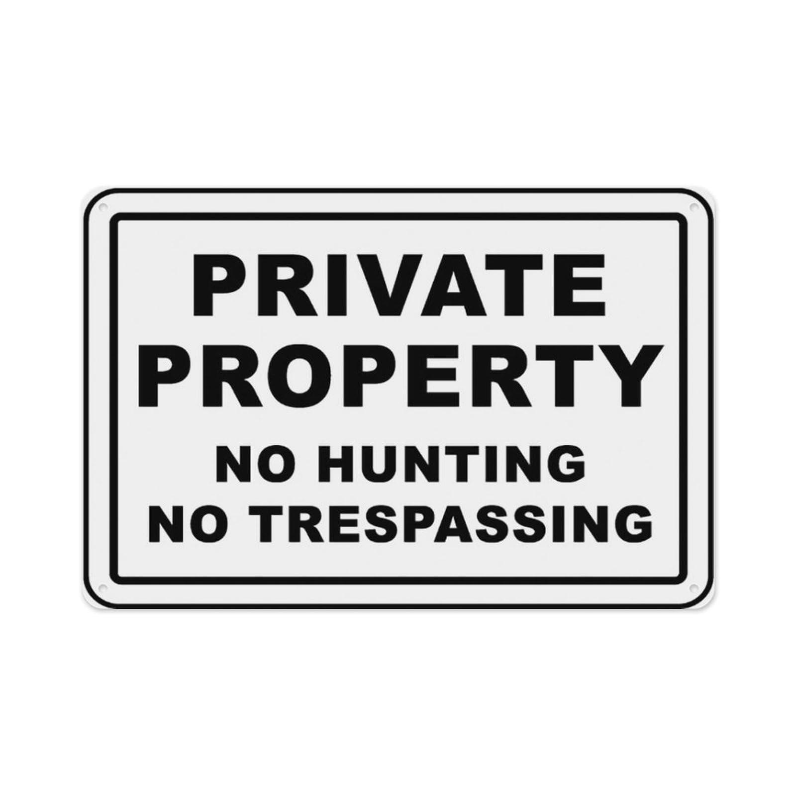 peiyeety No Hunting No Trespassing Sign Aluminum Tin Warning Signs For Home Outdoor Garden 12X16 Inches