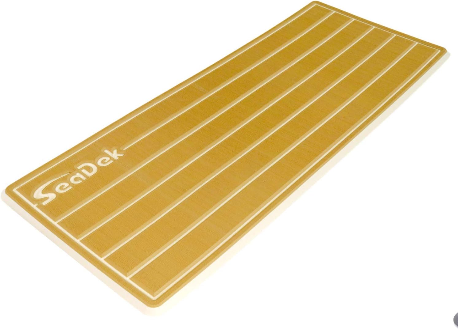 Castaway Customs | SeaDek 13mm Foam | Teak Anti- Fatigue Helm Station Pad | Non Slip Boat Standing Mat | 3M Adhesive Backing | Size Large 16"x39" | Camel/Beach Sand