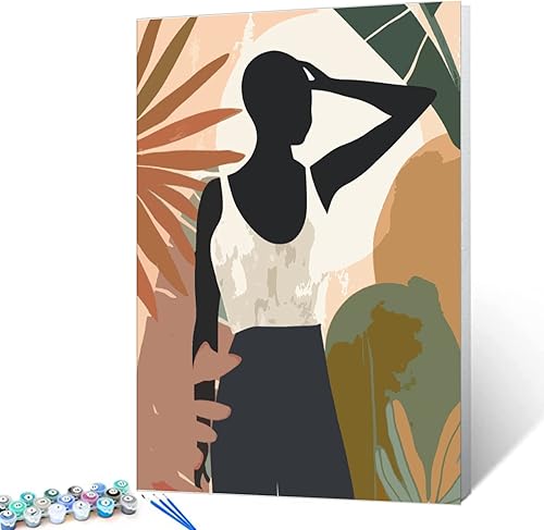 Nordics - Kit de pintura por números para mujeres africanas, 16 x 20 pulgadas, lienzo de selva tropical, arte acrílico para niños, adultos,