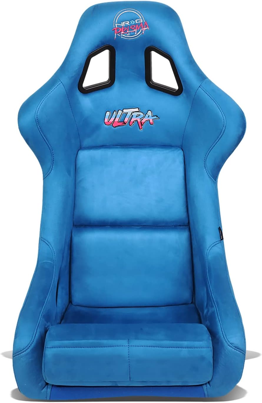 NRG-FRP-302BL-ULTRA Universal Fixed Back Bucket Racing Seat for 6-Point Harnesses, Size L, Blue Seat Cover, 24" W X 36" H X 18" D