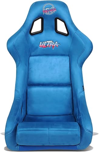 NRG Innovations NRG-FRP-302BL-ULTRA Asiento universal de carreras con respaldo fijo para arneses de 6 puntos, tamaño L, funda de asiento azul