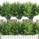RECUTMS Artificial Boxwood Stems Fake Plant 12 Large Pieces, Faux Farmhouse Greenery Shrubs to Brighten up Your Wedding Home Kitchen Garden Patio Yard Indoor Outdoor Decor(Eucalyptus)