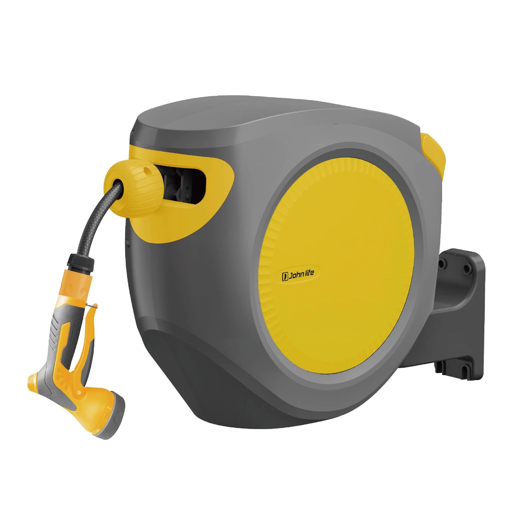 丸型 散水ホース 35m 屋外 ホースリール 自動巻取 180度回転 ノズル付き 丸型 散水ホース 35m 屋外 ホースリール 自動巻取 180度回転 ノズル付き