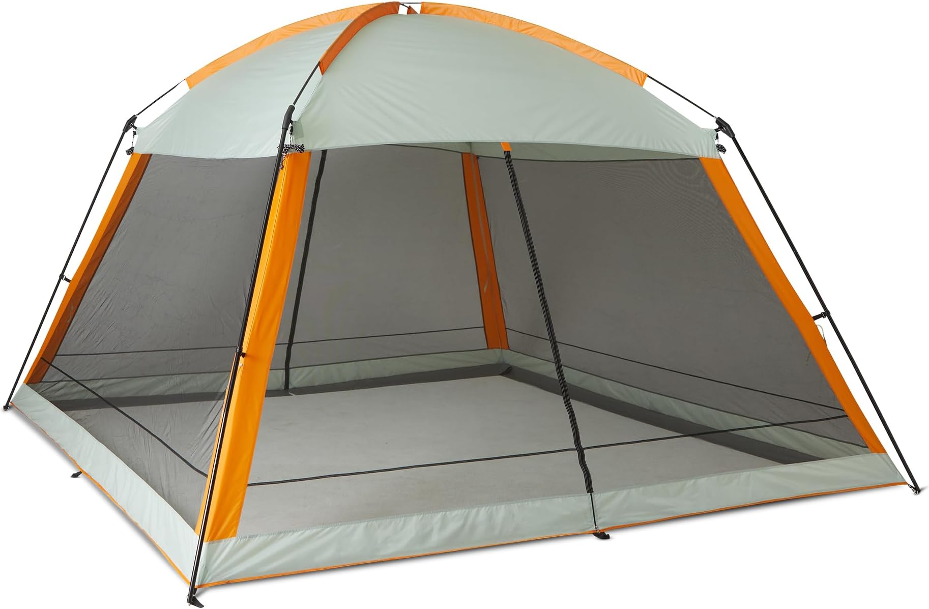 Amazon Basics Screened Canopy Tent for Camping, Event Shelter, Garden, Gazebo or Party, UPF50+ Sun Protection, Grey and Orange, 366 x 366 x 234 cm