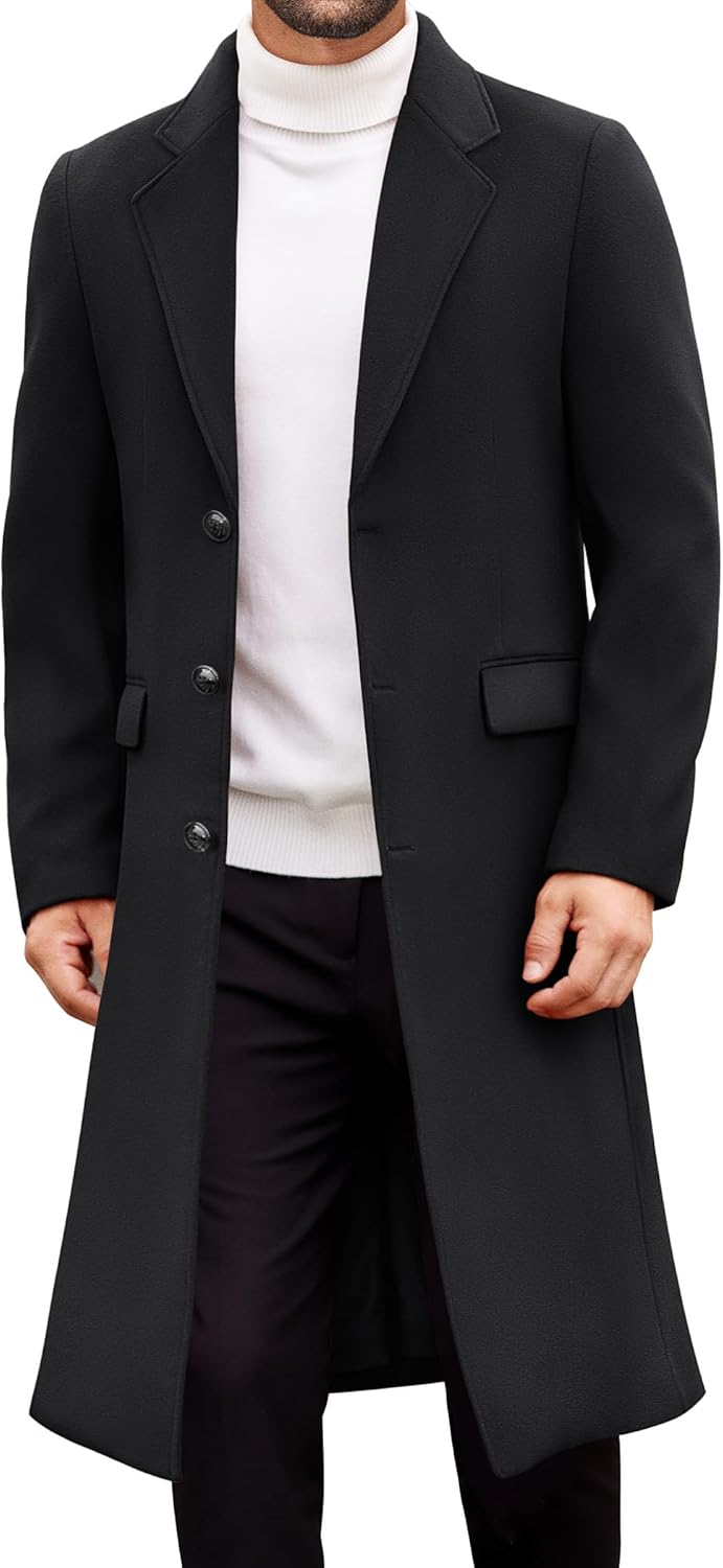 COOFANDY Casual Winter Wool Trench