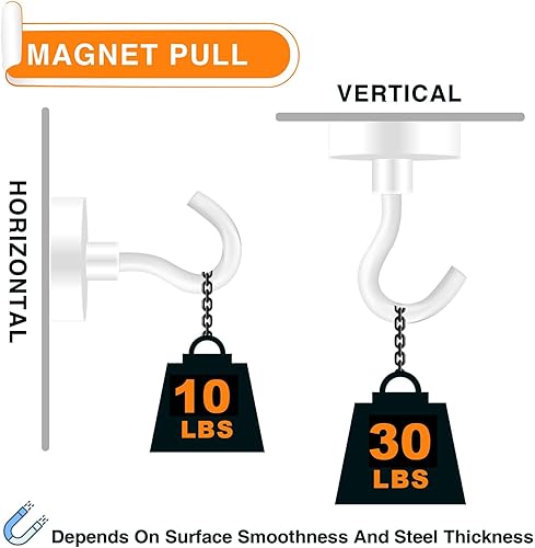 Miniatura 2 de MIKEDE Ganchos magnéticos resistentes, imanes fuertes con gancho para nevera, ganchos industriales súper resistentes de neodimio para colgar,