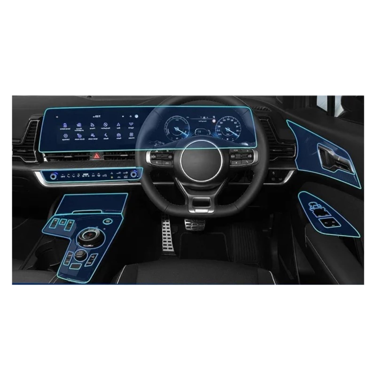 Navigation Schutzfolie Für Kia Für Sportage NQ5 2022 2023 Auto Center Konsole Media Dashboard Navigation TPU Anti-scratch-Schutz Innen Film Aufkleber(B-RHD)