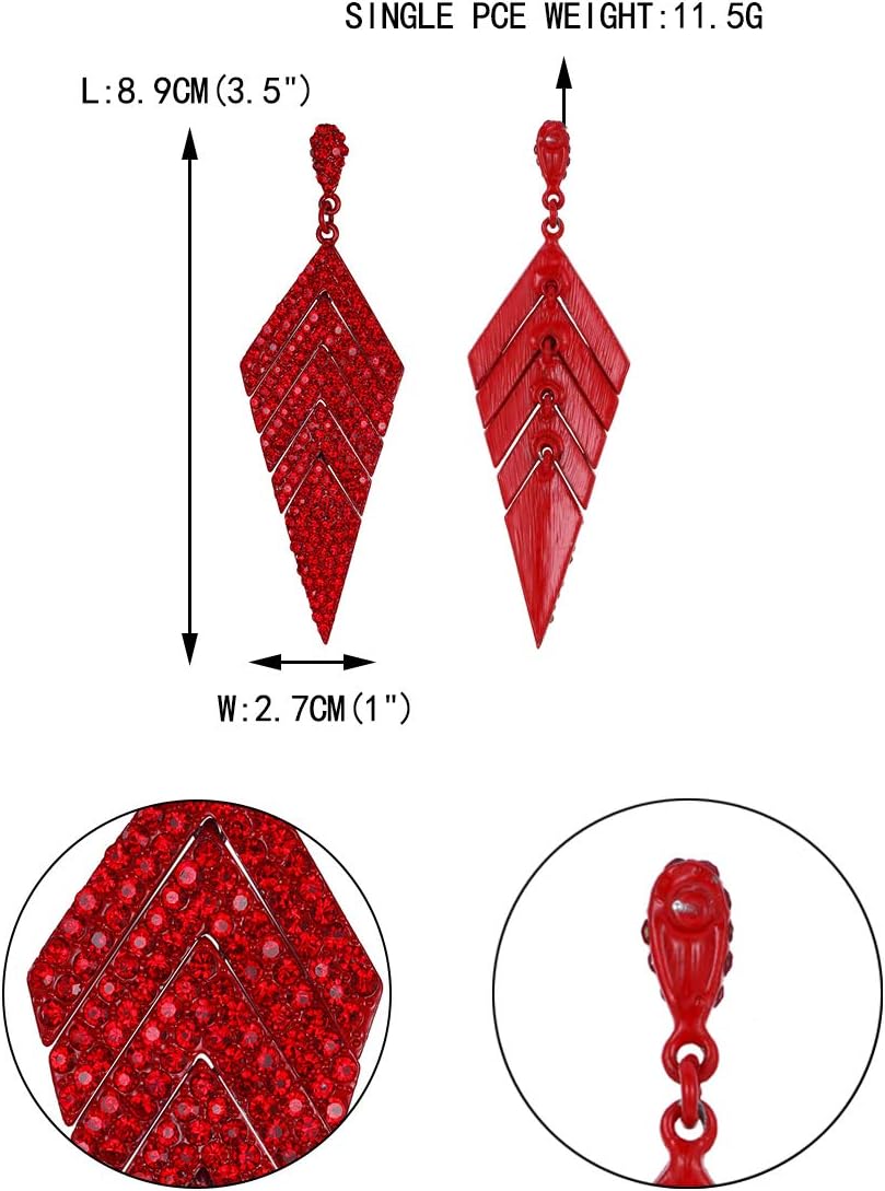 EVER FAITH Women's Crystal Elegant Vintage Banquet Multi-layered Rhombus Dangle Pierced Earrings - Image 5