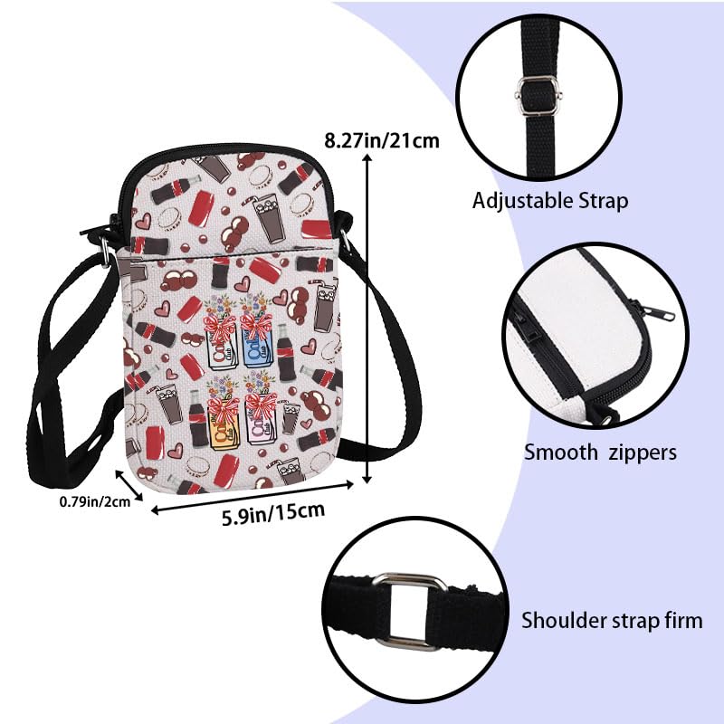 ZJXHPO Diet Drinker Cross Body Bag Diet Drink Wildflower Messenger Bag Soda Drink Croquette Bow Shoulder Bag Soda Lover Gift (Diet Flower CB)2