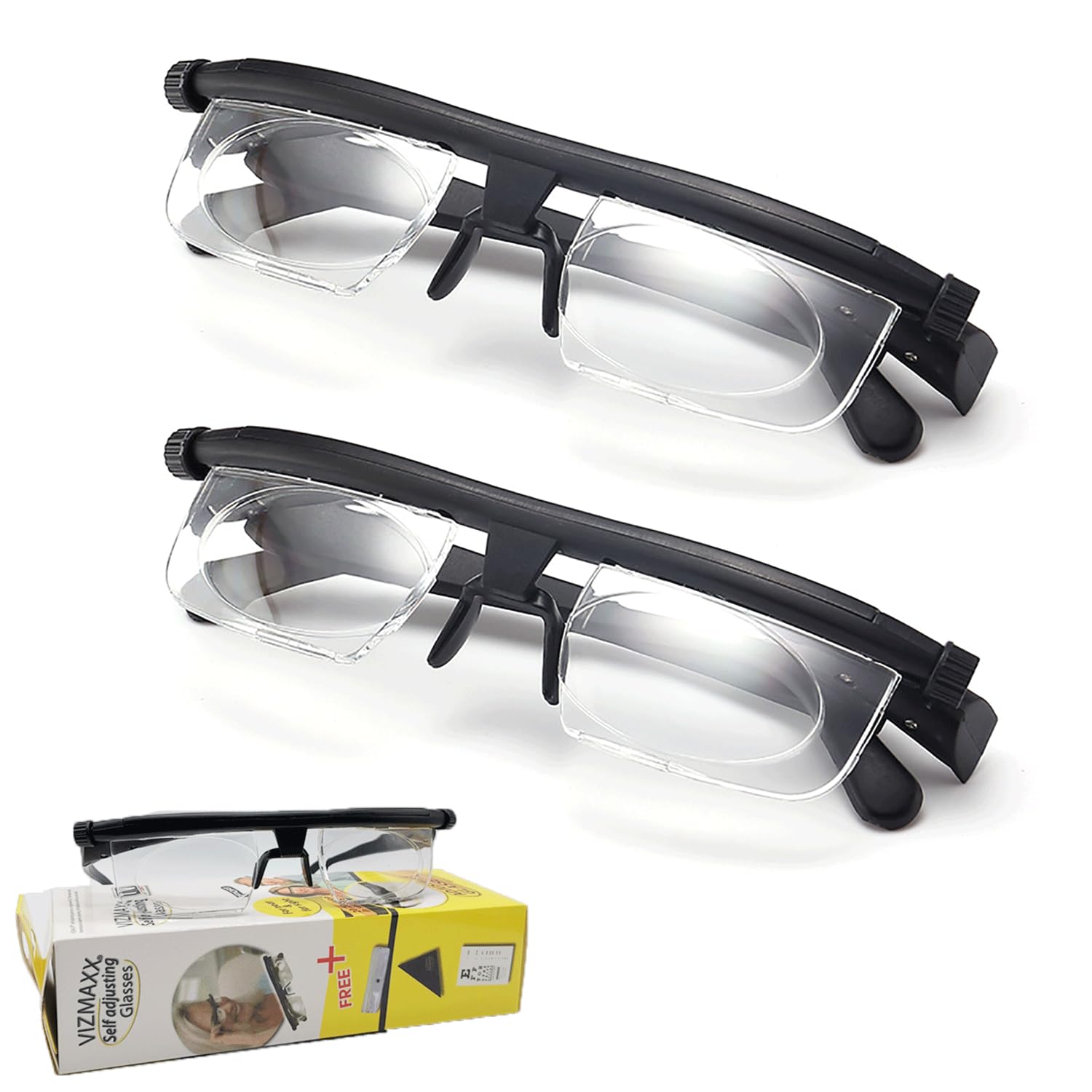 Primafocus - Primafocus Adjustable Glasses, Primafocus Glasses, Prima Focus Adjustable Reading Glasses, Adjustable Focus Glasses Dial Vision near and Far Sight (2pcs)