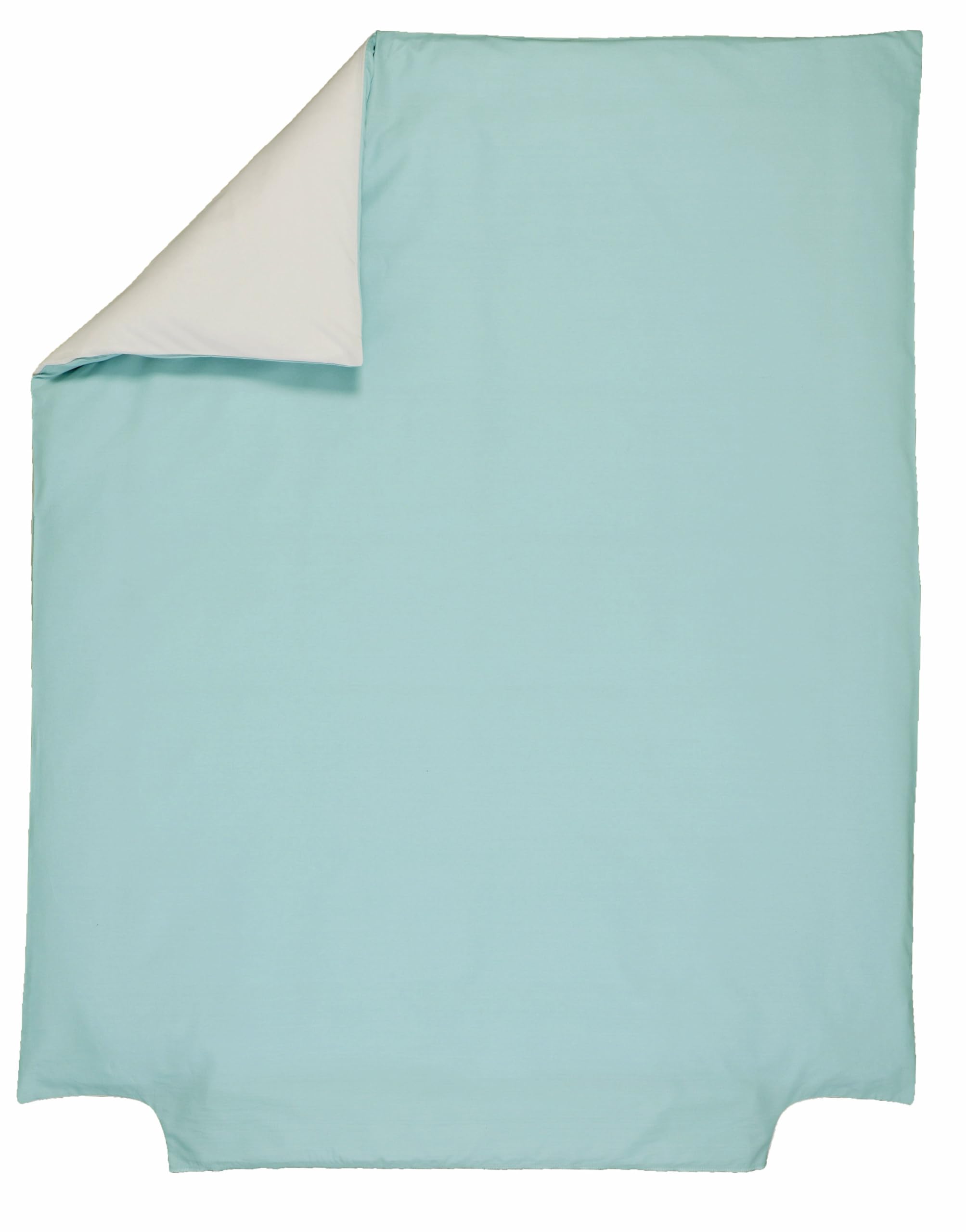 P'tit Basile - Housse de Couette 120x150 cm - 100% Coton Bio 57 Fils - pour lit bébé 60x120 ou 70x140 90x190 cm - Bicolore Gris et Turquoise - Toutes Saisons - Lavable Machine - Enfant, Fille, Garçon