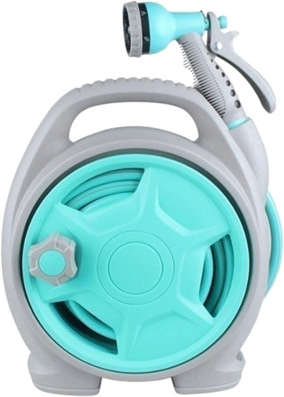 Jvfbjlf Blue Garden Hose Reel 15M 50Ft Garden Watering Tool Set, Outdoor Hose Reel Cart With Hose And 6 Pattern Nozzle(Blue)