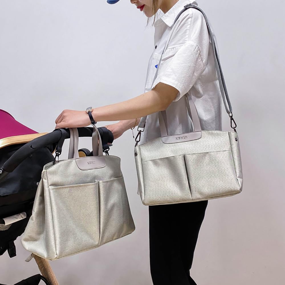 Borse Fasciatoio Carrozzine, Nero, 2 Ganci Passeggino, Tasca Isolata, Borse Fasciatoio Passeggino Impermeabile, Tote Fasciatoio Grande Multifunzione, Borsa per Pannolini Bebè/Mamma Papà