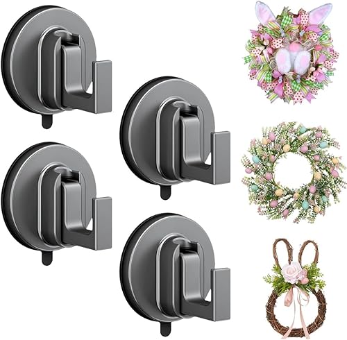 Ganchos de ventosa mejorados 2025, ganchos de succión sin taladrar para vidrio de puerta delantera, colgador de corona reutilizable para Navidad,