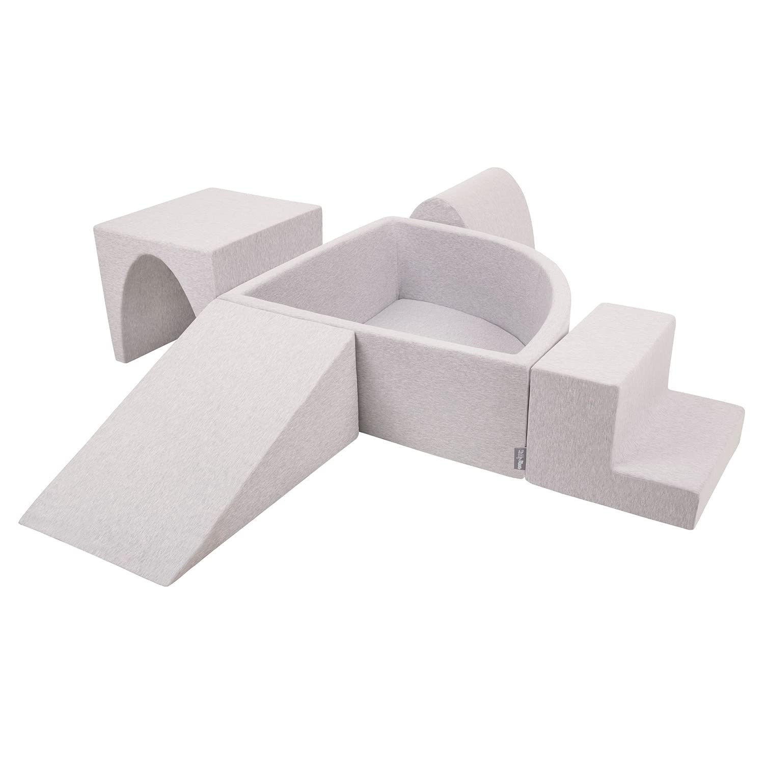 KiddyMoon Area di Gioco in Schiuma con Quarto Angolare Piscina di Palline (300 Palline) per Bambini, Grigioch:Grigio/Bianco/Turchese