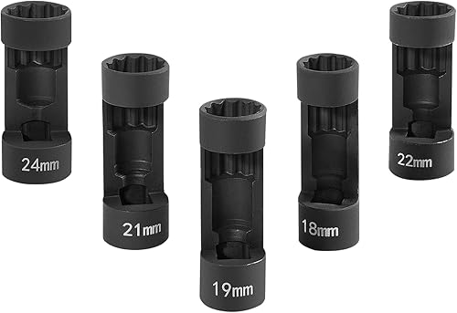 Miniatura 2 de Juego de 5 piezas de tuercas de puntal de 0.709 in, 0.748 in, 0.827 in, 0.866 in, 0.945 in con 12 puntos de 12 pulgadas, herramienta de enchufe de