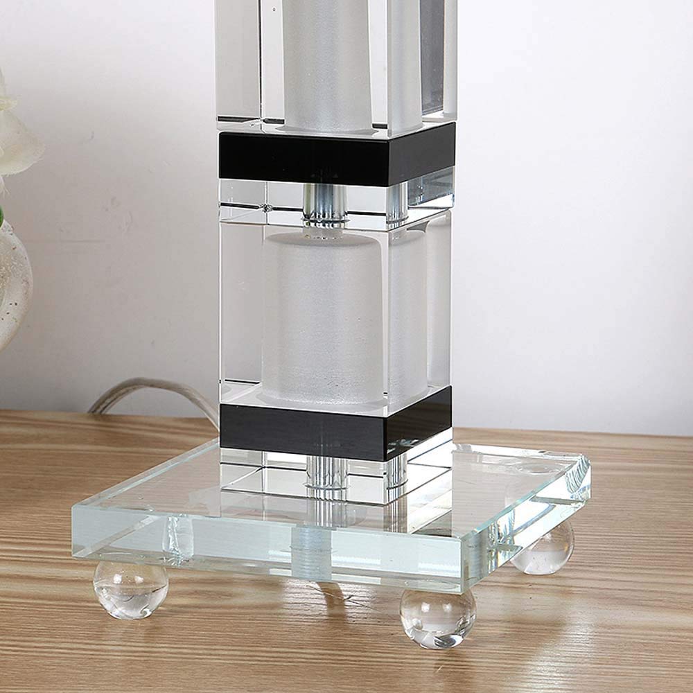 Lampy stołowe, kryształowe lampy biurkowe z abażurem z tkaniny, współczesne szkło i metalowa podstawa, idealne do salonu, sypialni, lampki nocne, 12 x 21,6 cala, beżowe