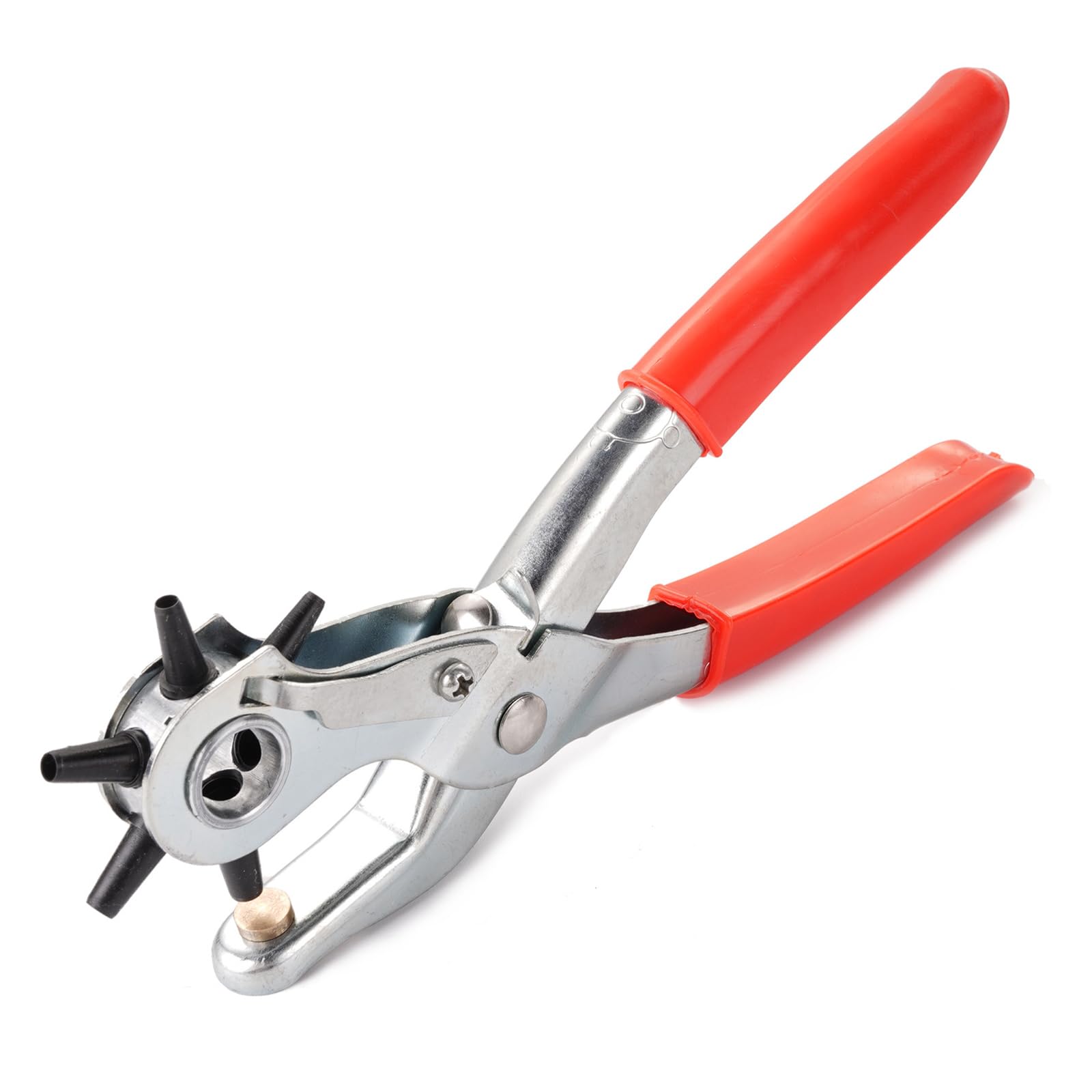 Perforadora Cuero, Sacabocados Cuero, Perforadora de cinturón, Agujereador de Cinturones, Hacer Agujeros Cinturon, Sacabocados Cuero Profesional, Alicates Sacabocado Agujero con 6 Tamaños, 2-4.5 mm