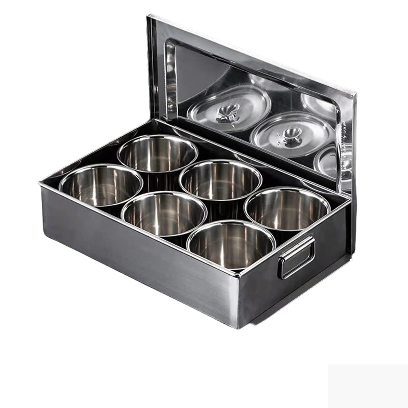 SaryEdge Stainless Steel Pizza Topping Station - Reusable Condiment Containers With Lid Spice Rack Holder For Sauces Ingredients And Seasonings - Perfect For H,Silver-B